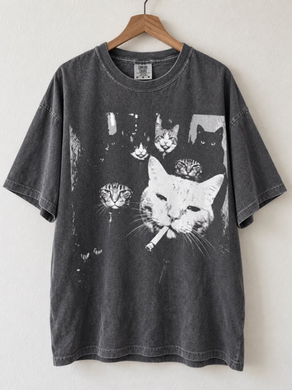 Funny Gangster Cat Shirt, Meme Cats Graphic Tee, Edgy Cat T-Shirt - Picture 2 of 7